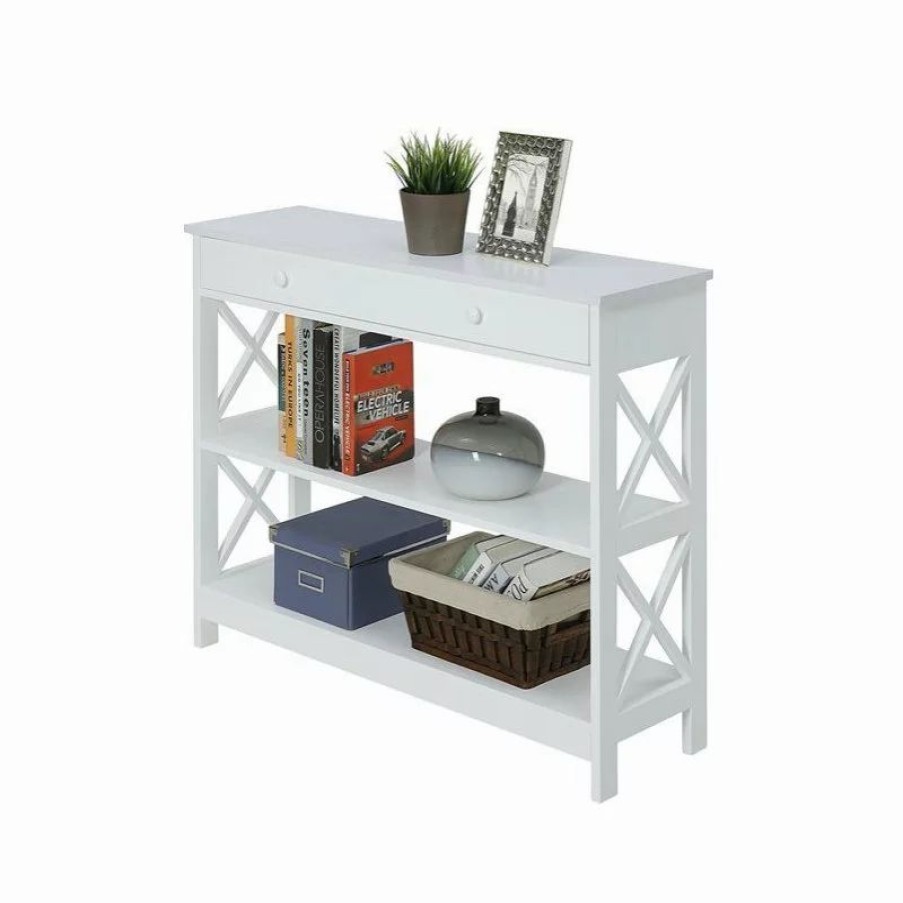 Console Tables * | Convenience Concepts Oxford Console Table With Drawer In White Wood Finish
