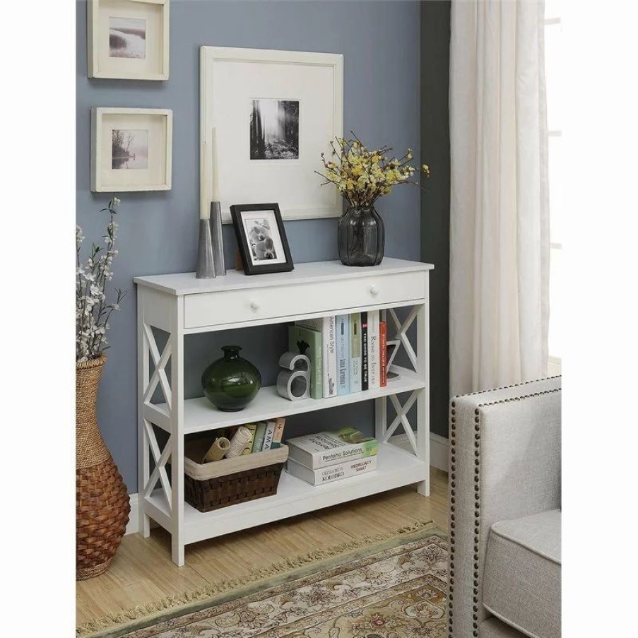 Console Tables * | Convenience Concepts Oxford Console Table With Drawer In White Wood Finish