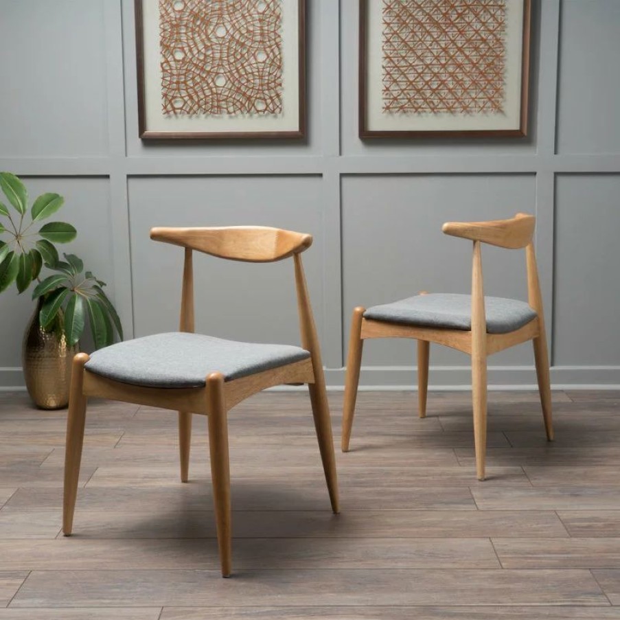 Chairs * | Gdfstudio Gdf Studio Sandra Mid Century Modern Dining Chairs, Set Of 2, Light Gray