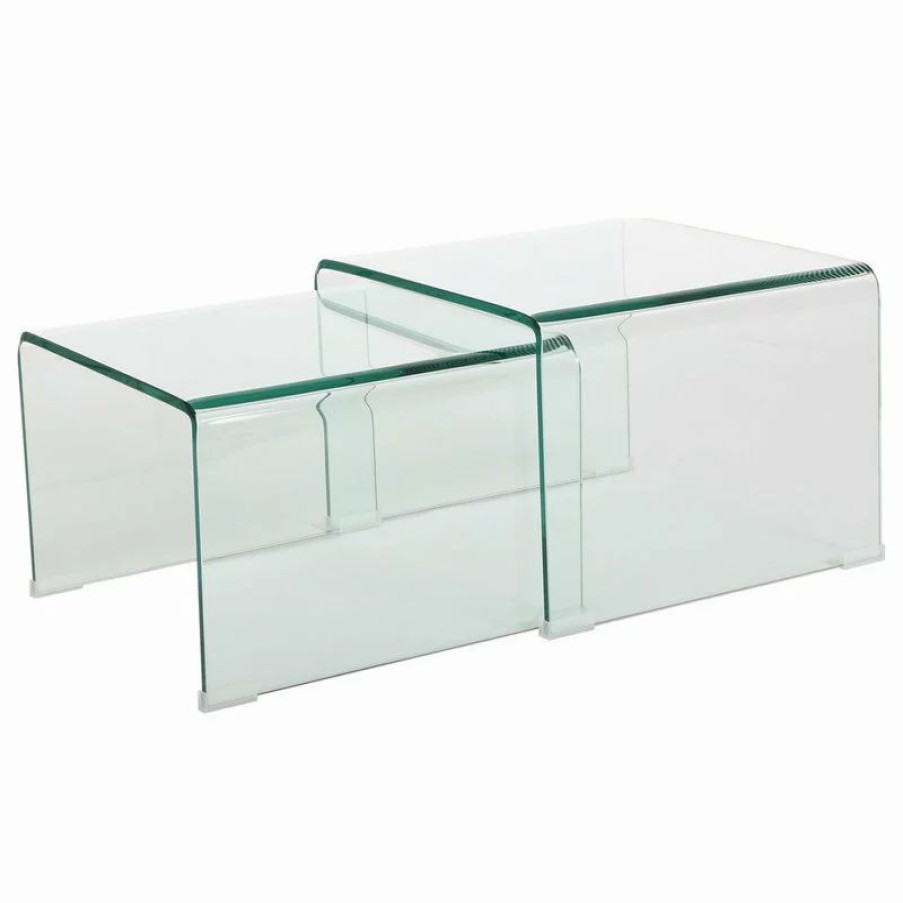 Coffee & Accent Tables * | Gdfstudio Gdf Studio Angel 12Mm Tempered Glass Nesting Tables
