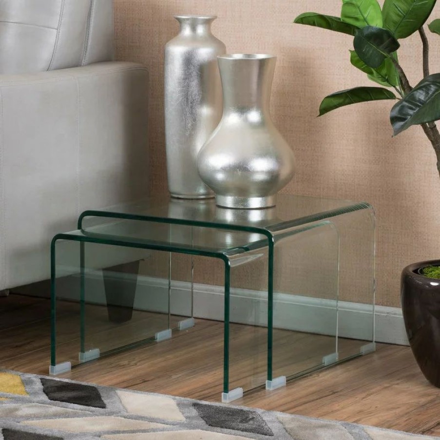 Coffee & Accent Tables * | Gdfstudio Gdf Studio Angel 12Mm Tempered Glass Nesting Tables