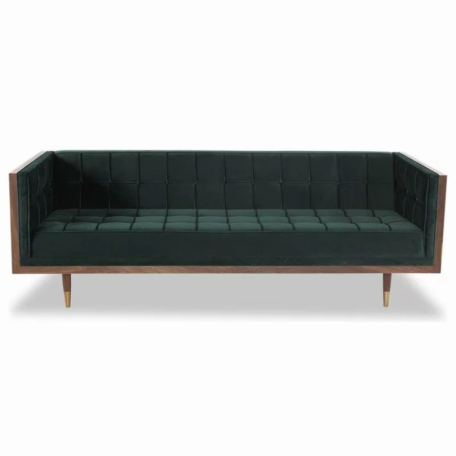 Sofas & Sectionals * | Kardiel Woodrow Midcentury Modern Box Sofa, Jade Seat, Walnut Base