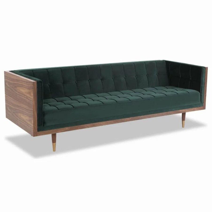 Sofas & Sectionals * | Kardiel Woodrow Midcentury Modern Box Sofa, Jade Seat, Walnut Base