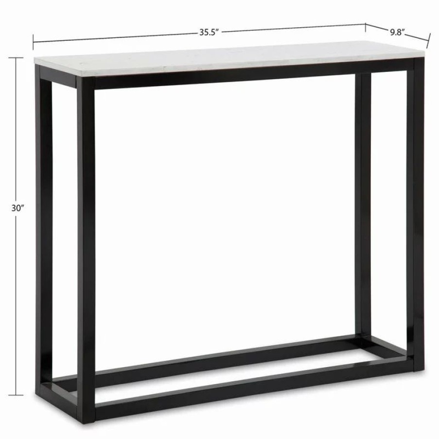 Console Tables * | Uniek Carmella Man-Made Marble Top Console Table, Black