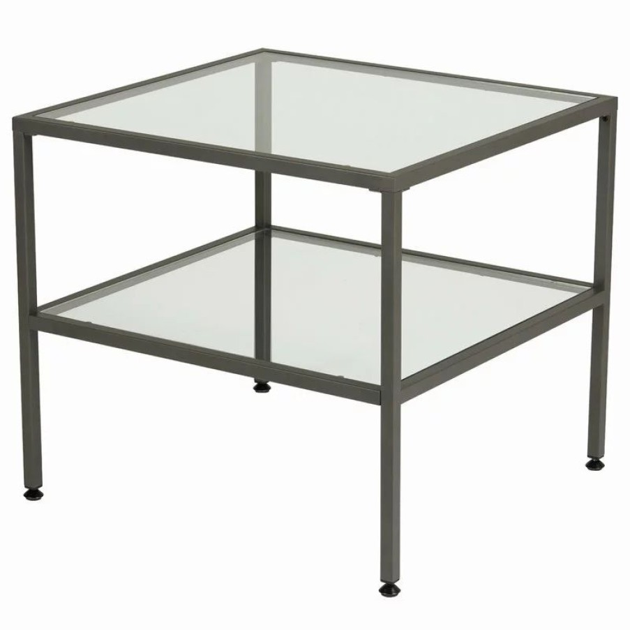 Coffee & Accent Tables * | Studio Designs Camber End Table Pewter/Clear Glass