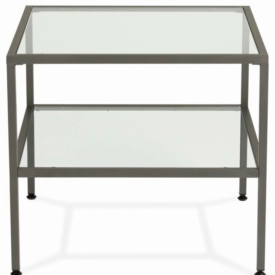 Coffee & Accent Tables * | Studio Designs Camber End Table Pewter/Clear Glass