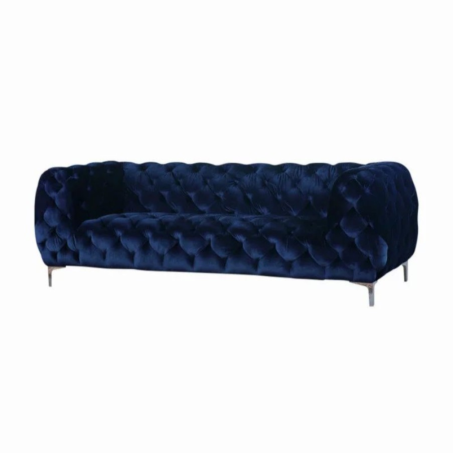 Sofas & Sectionals * | Meridian Furniture Mercer Navy Velvet Sofa
