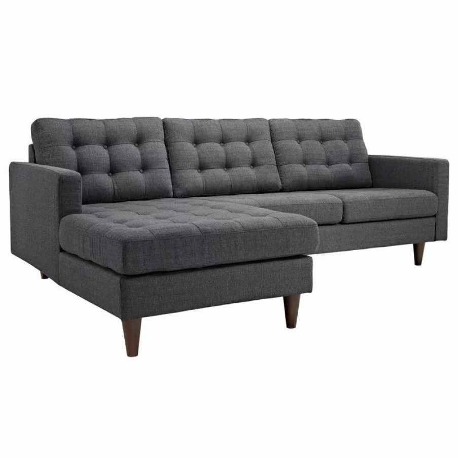 Sofas & Sectionals * | Lexmod Empress Left-Facing Upholstered Fabric Sectional Sofa, Gray