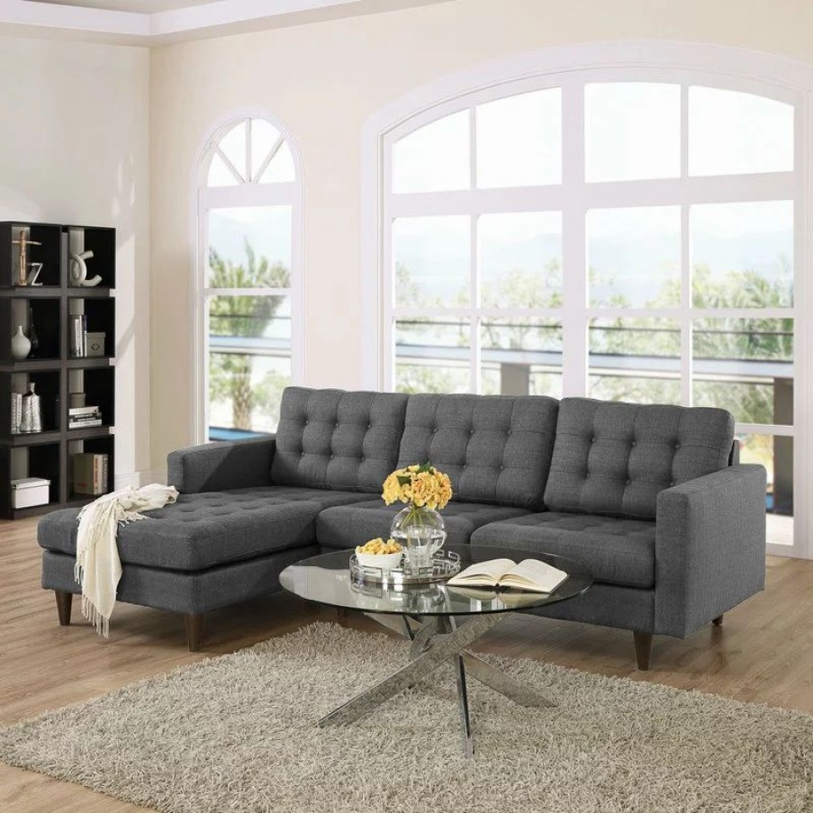 Sofas & Sectionals * | Lexmod Empress Left-Facing Upholstered Fabric Sectional Sofa, Gray