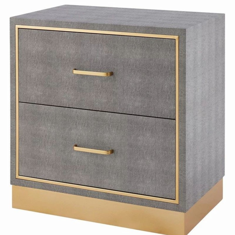 Coffee & Accent Tables * | New Pacific Direct Inc. Edinburgh 2-Drawer Faux Shagreen End Table