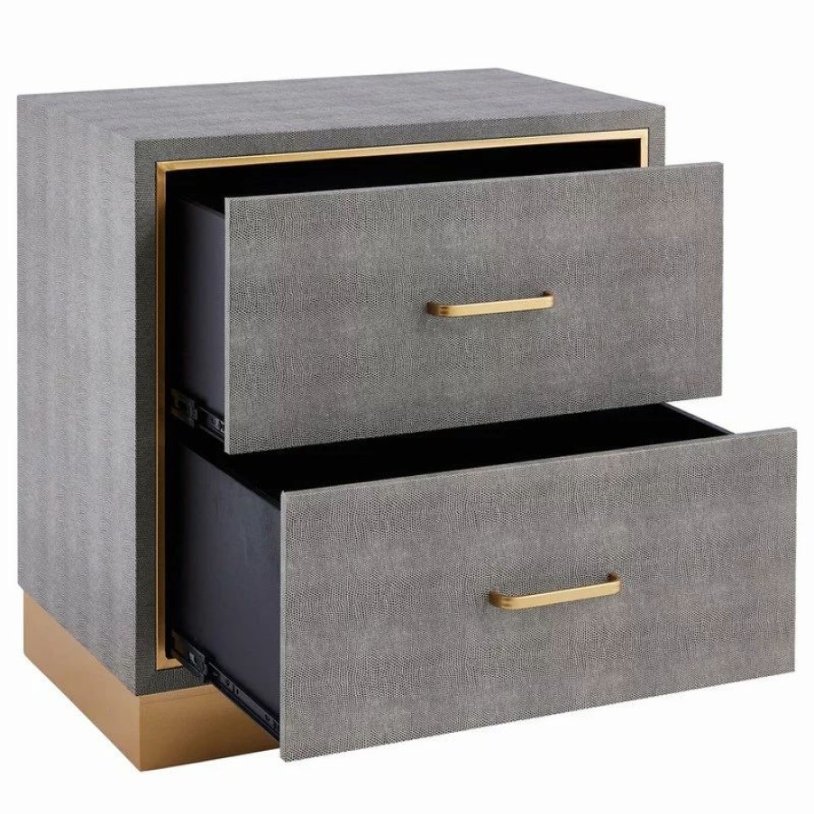 Coffee & Accent Tables * | New Pacific Direct Inc. Edinburgh 2-Drawer Faux Shagreen End Table