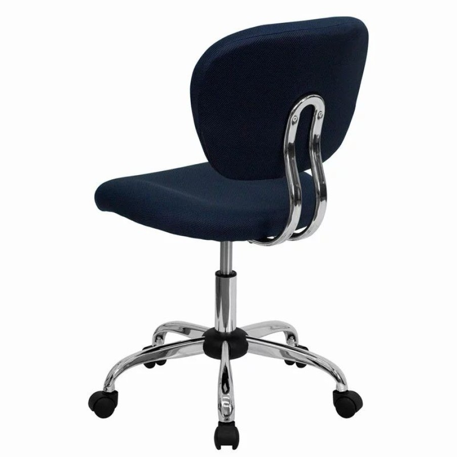 Chairs * | Flash Furniture Mid-Back Navy Mesh Padded Swivel Task Office Chair With Chrome Base