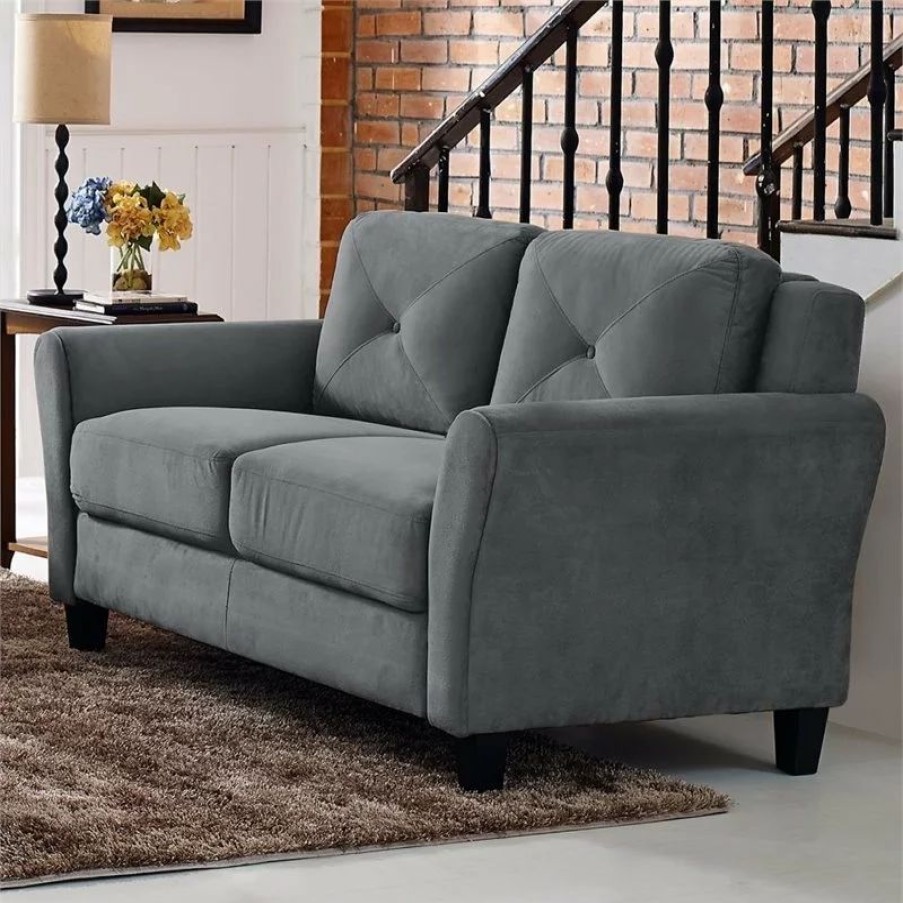 Sofas & Sectionals * | Hawthorne Collections Hawthorne Collection Loveseat In Dark Gray