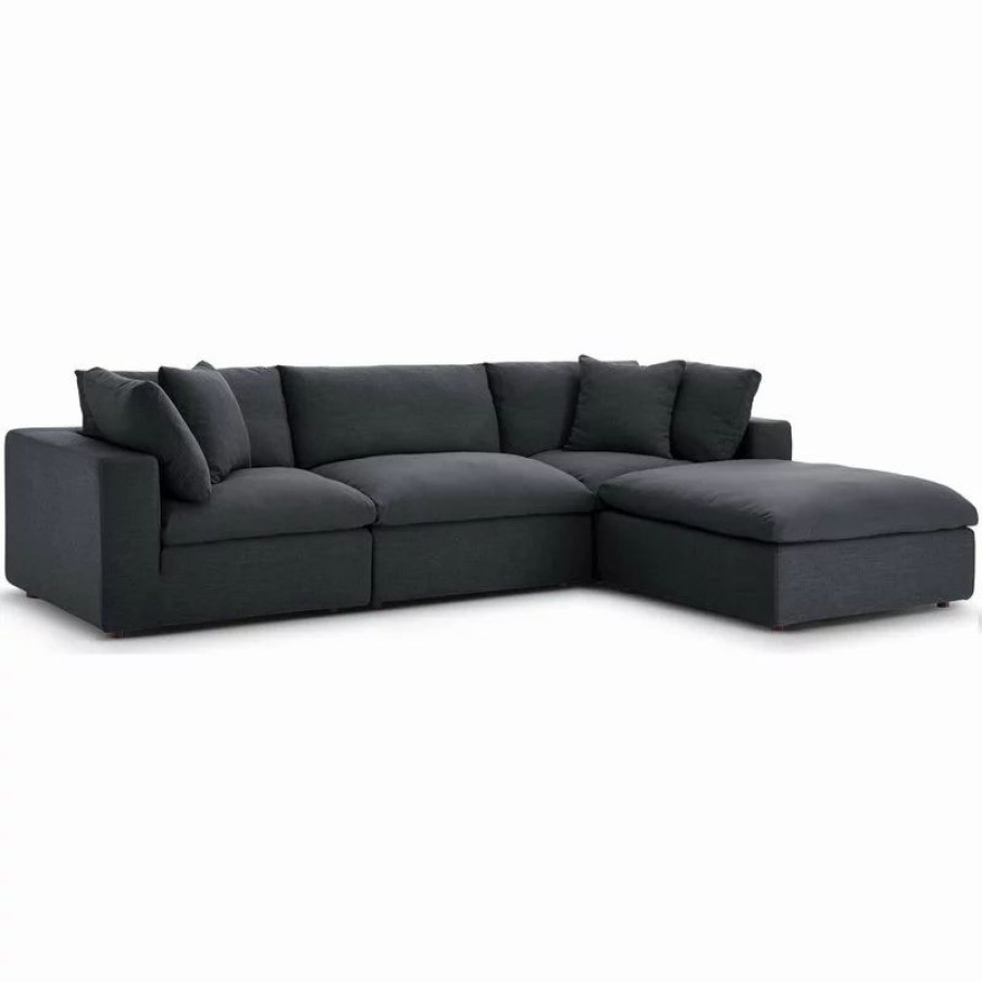 Sofas & Sectionals * | Modway Commix Down Filled 4 Piece Sectional Sofa Set With Gray Eei-3356-Gry