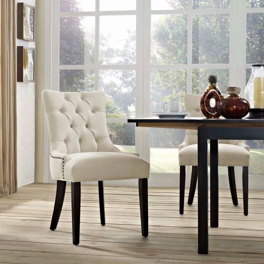 Chairs * | Lexmod Regent Upholstered Fabric Dining Chair, Beige