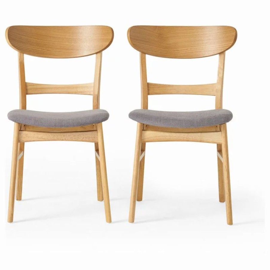 Chairs * | Gdfstudio Gdf Studio Helen Mid Century Dining Chair, Set Of 2, Dark Gray/Natural Oak