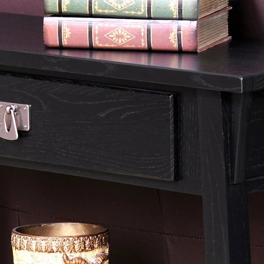 Console Tables * | Leick Home Leick Furniture Wood Mission Console Table In Slate Black