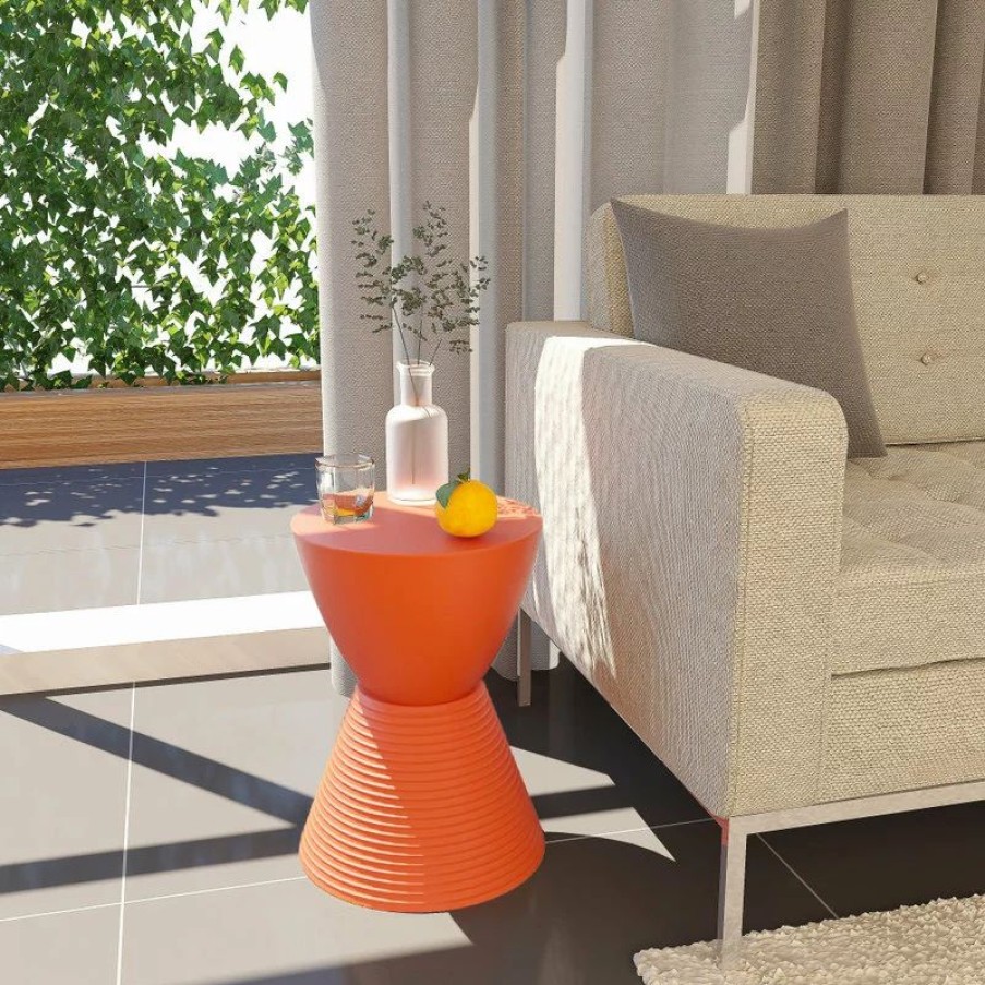 Coffee & Accent Tables * | Leisuremod Modern Round Boyd Side Table, Orange, Bs12Or