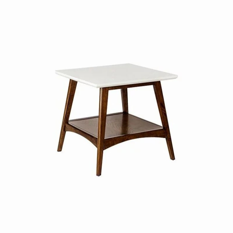 Coffee & Accent Tables * | Olliix Madison Park Parker Mid-Century Modern Natural Wood Accent Table, Pecan, End Table