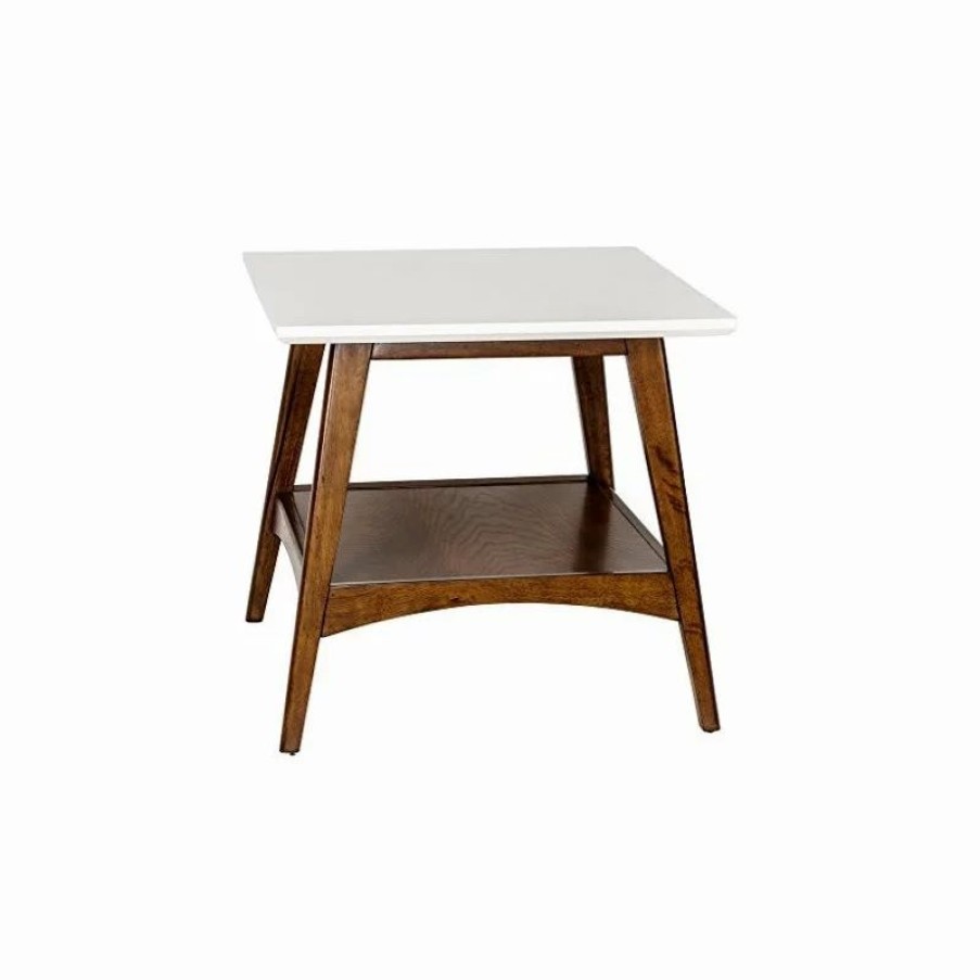 Coffee & Accent Tables * | Olliix Madison Park Parker Mid-Century Modern Natural Wood Accent Table, Pecan, End Table