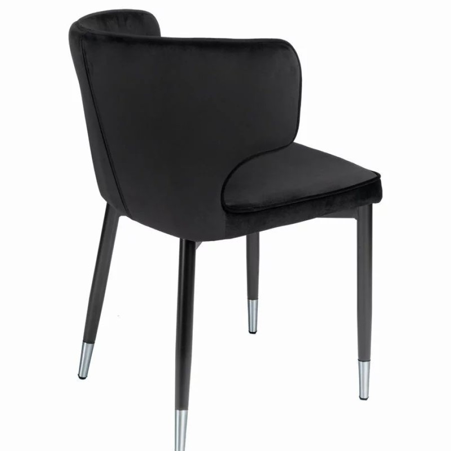 Chairs * | Mod The Rhea Dining Chair, Velvet, Set Of 2, Black/Silver