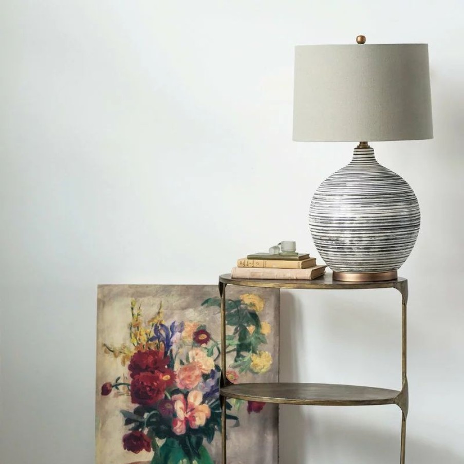 Coffee & Accent Tables * | Creative Co-Op Antique Gold Oval Metal 3-Tier Shelf/Side Table
