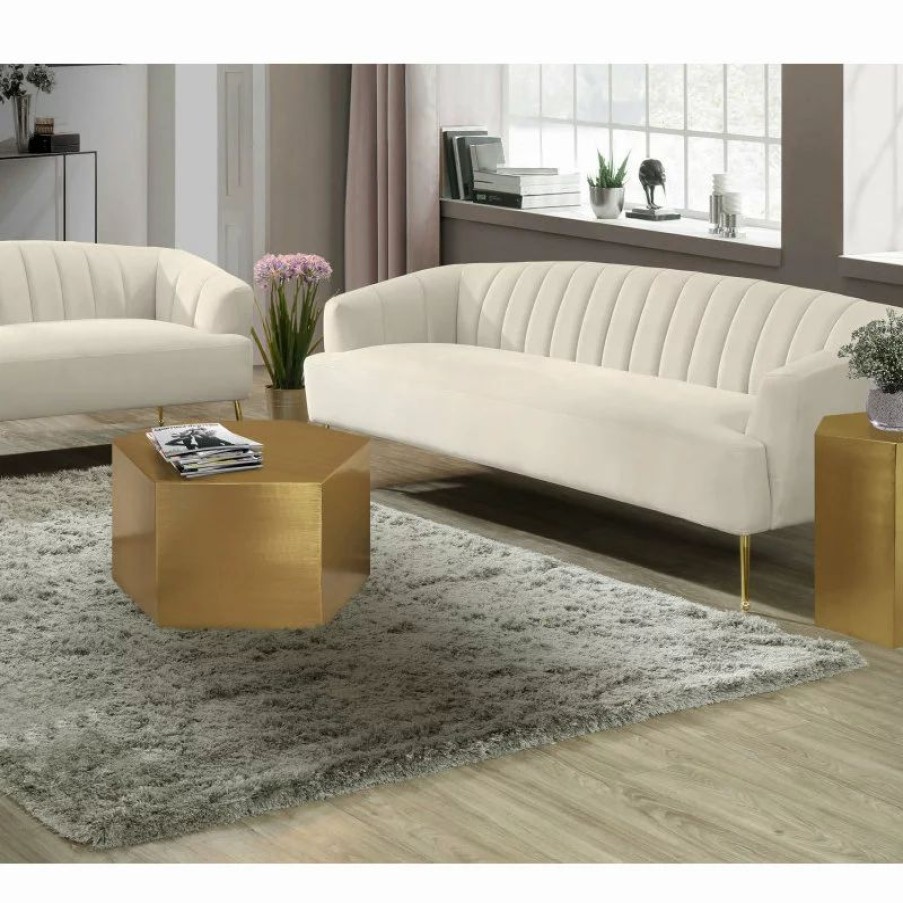 Coffee & Accent Tables * | Meridian Furniture Hexagon Durable Iron Modular Coffee Table, Brushed Gold