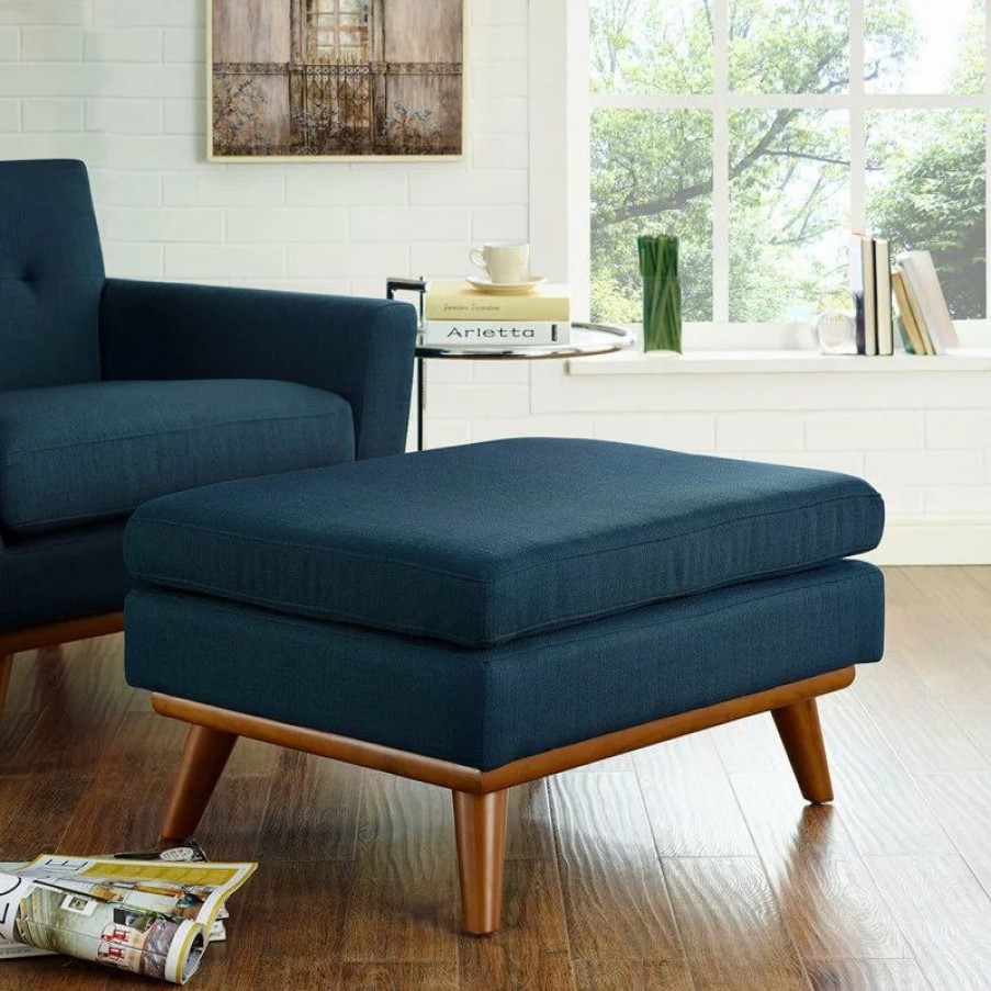 Footstools & Ottomans * | Lexmod Engage Upholstered Fabric Ottoman, Azure