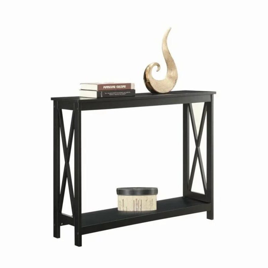 Console Tables * | Convenience Concepts Oxford Rectangular Console Table In Black Wood Finish