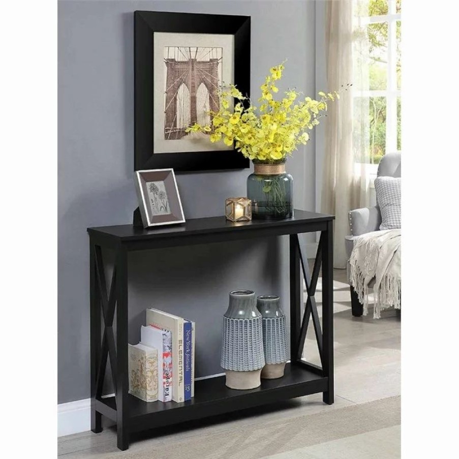 Console Tables * | Convenience Concepts Oxford Rectangular Console Table In Black Wood Finish