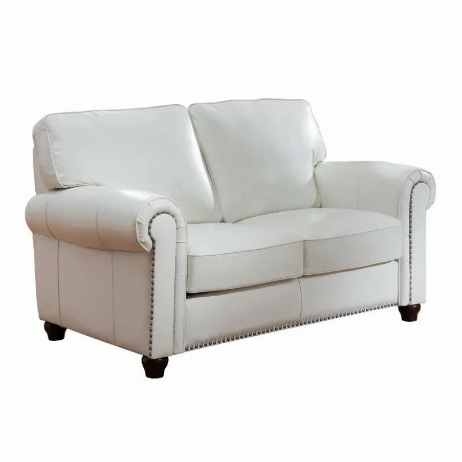 Sofas & Sectionals * | Kemp International Inc Barbara Leather Craft Loveseat, Ivory White