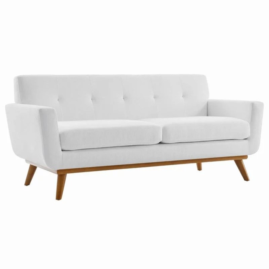 Sofas & Sectionals * | Lexmod Engage Upholstered Fabric Loveseat, White