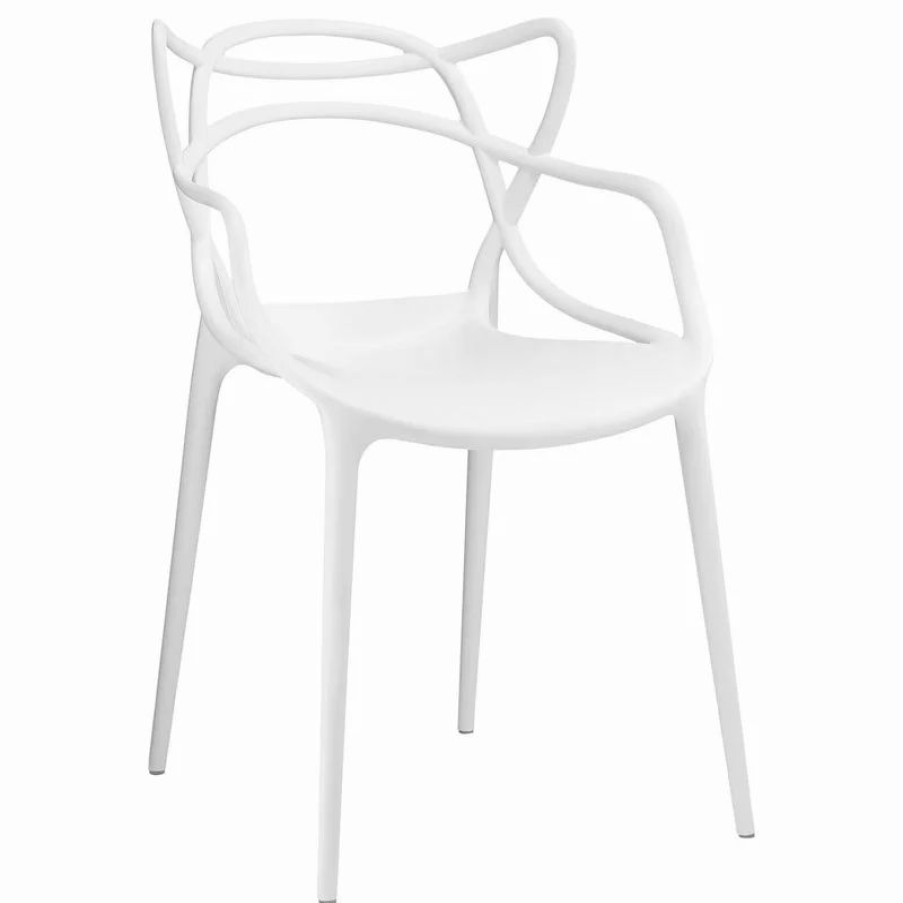 Chairs * | Lexmod Entangled Dining Armchair, White