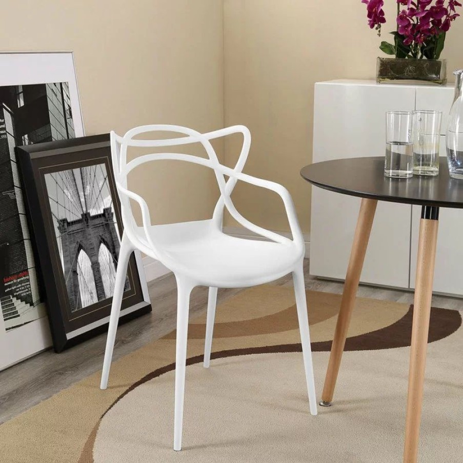Chairs * | Lexmod Entangled Dining Armchair, White