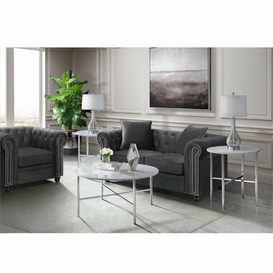 Coffee & Accent Tables * | Picket House Furnishings Zara 3Pc Metal Occasional Table Set In Chrome