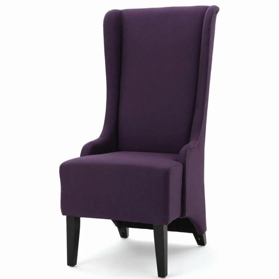 Chairs * | Gdfstudio Gdf Studio Sheldon Traditional Design High Back Fabric Dining Chair, Plum
