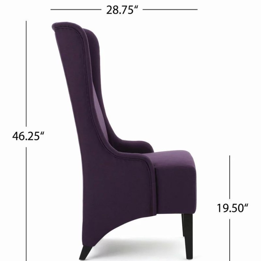 Chairs * | Gdfstudio Gdf Studio Sheldon Traditional Design High Back Fabric Dining Chair, Plum