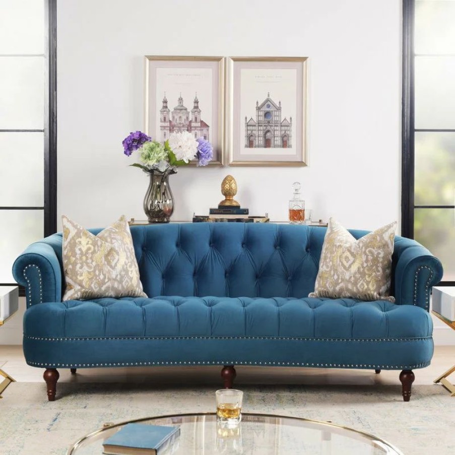 Sofas & Sectionals * | Jennifer Taylor Home La Rosa Victorian Chesterfield Tufted Sofa, Satin Teal Velvet
