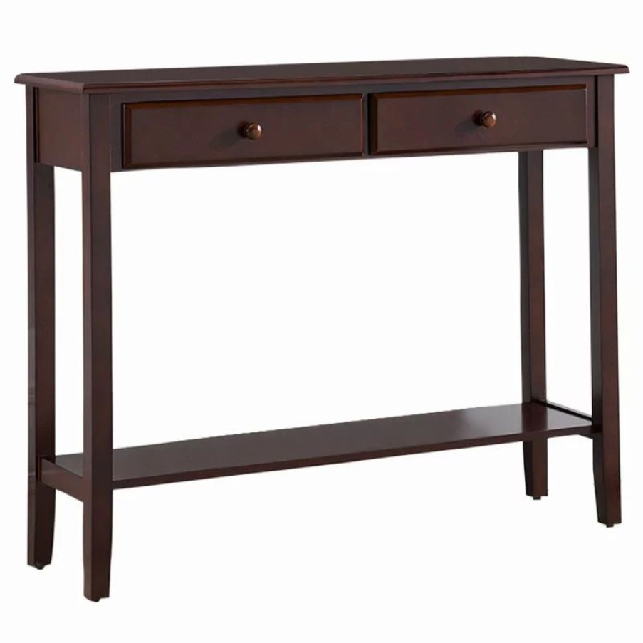Console Tables * | Pilaster Designs Tomag Wood Console Table, Walnut