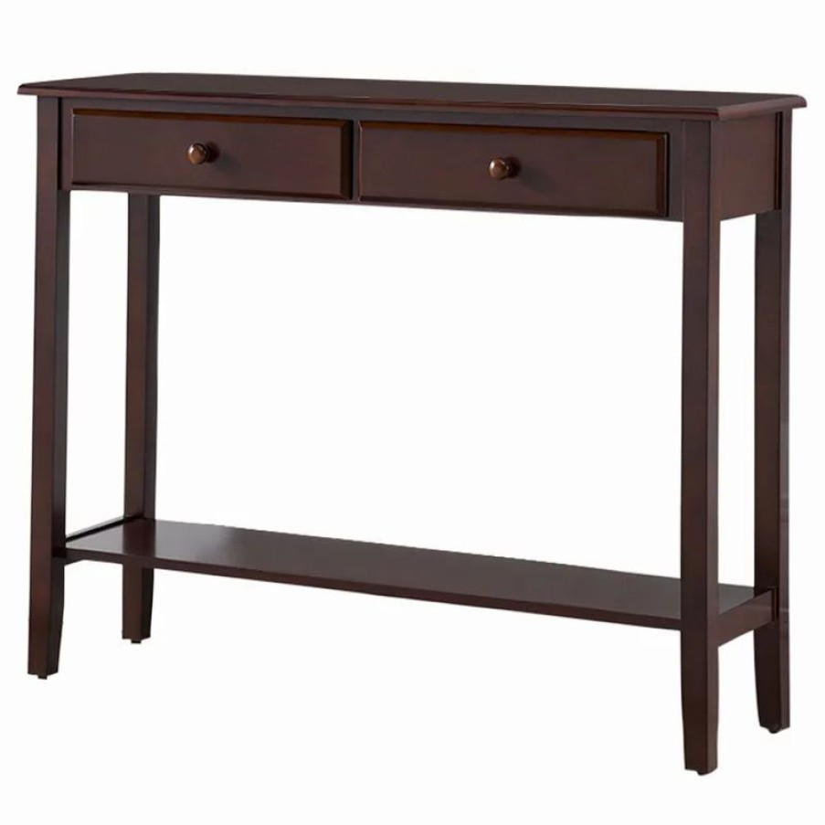 Console Tables * | Pilaster Designs Tomag Wood Console Table, Walnut