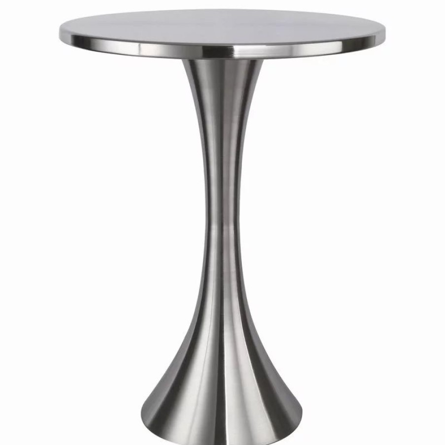 Coffee & Accent Tables * | Lumisource 24 H Round Metal Brushed Nickel Side Accent Table