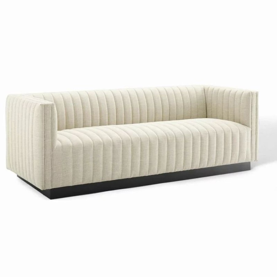 Sofas & Sectionals * | Lexmod Perception Tufted Upholstered Fabric Sofa, Beige