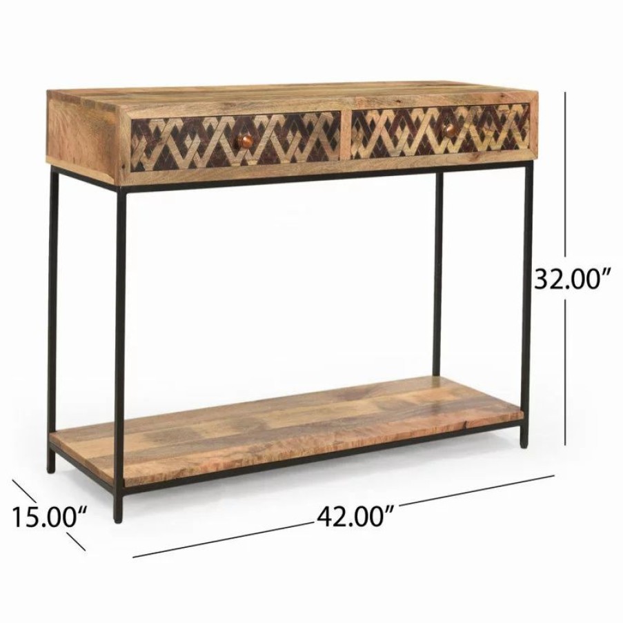 Console Tables * | Gdfstudio Adan Boho Handcrafted Mango Wood Console Table