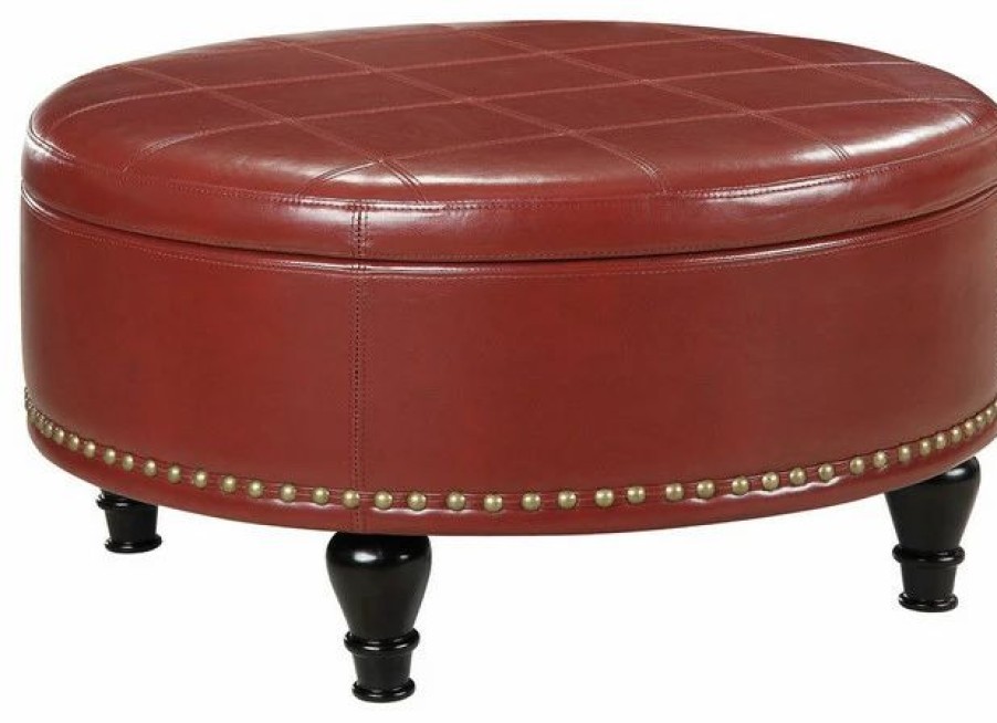 Footstools & Ottomans * | Office Star Products Augusta Storage Ottoman, Crimson Red