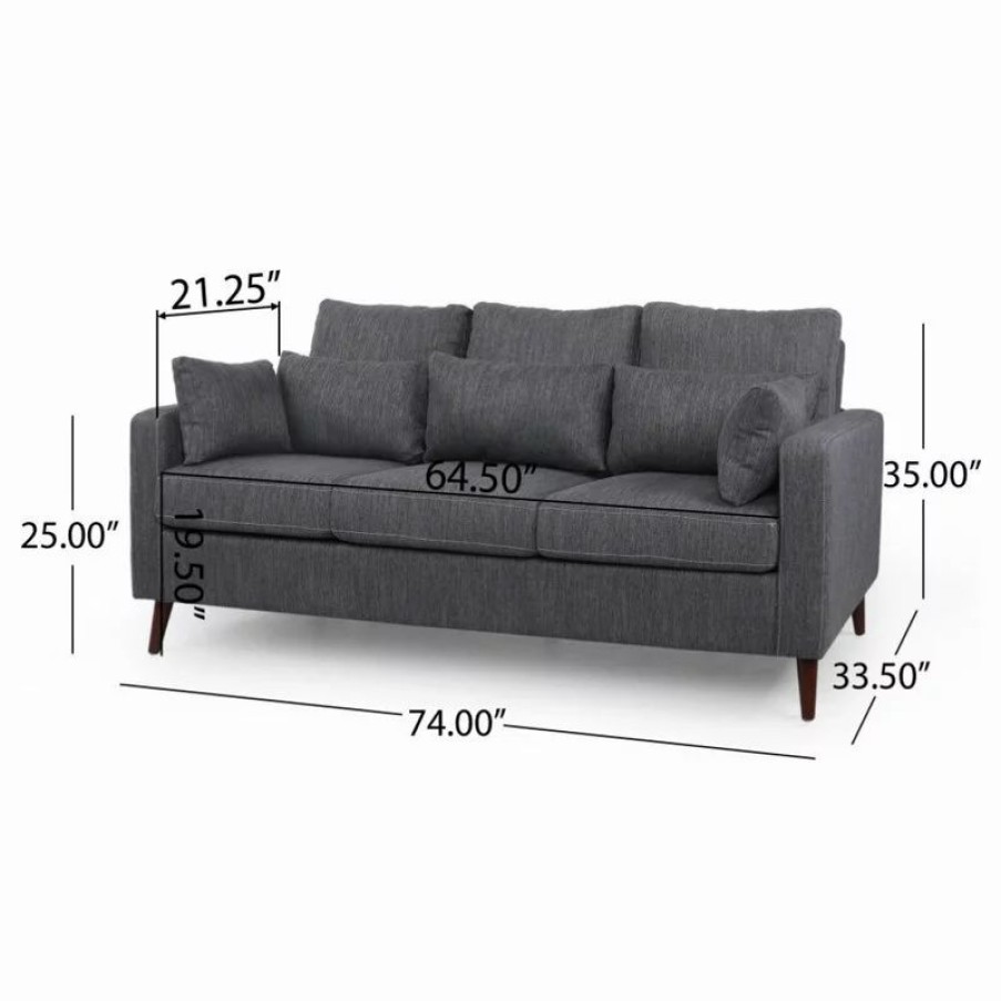 Sofas & Sectionals * | Gdfstudio Elleah Contemporary 3 Seater Fabric Sofa