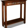 Console Tables * | Leick Home Leick Furniture Rustic Slate Hall Wood Stand In Oak Finish