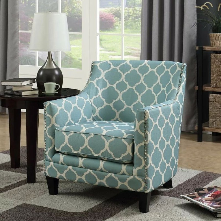Chairs * | Picket House Deena Accent Chair, Dove, Aqua