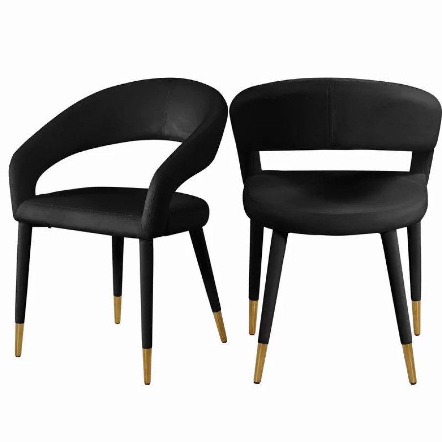 Chairs * | Meridian Furniture Destiny Dining Chair, Black, Velvet