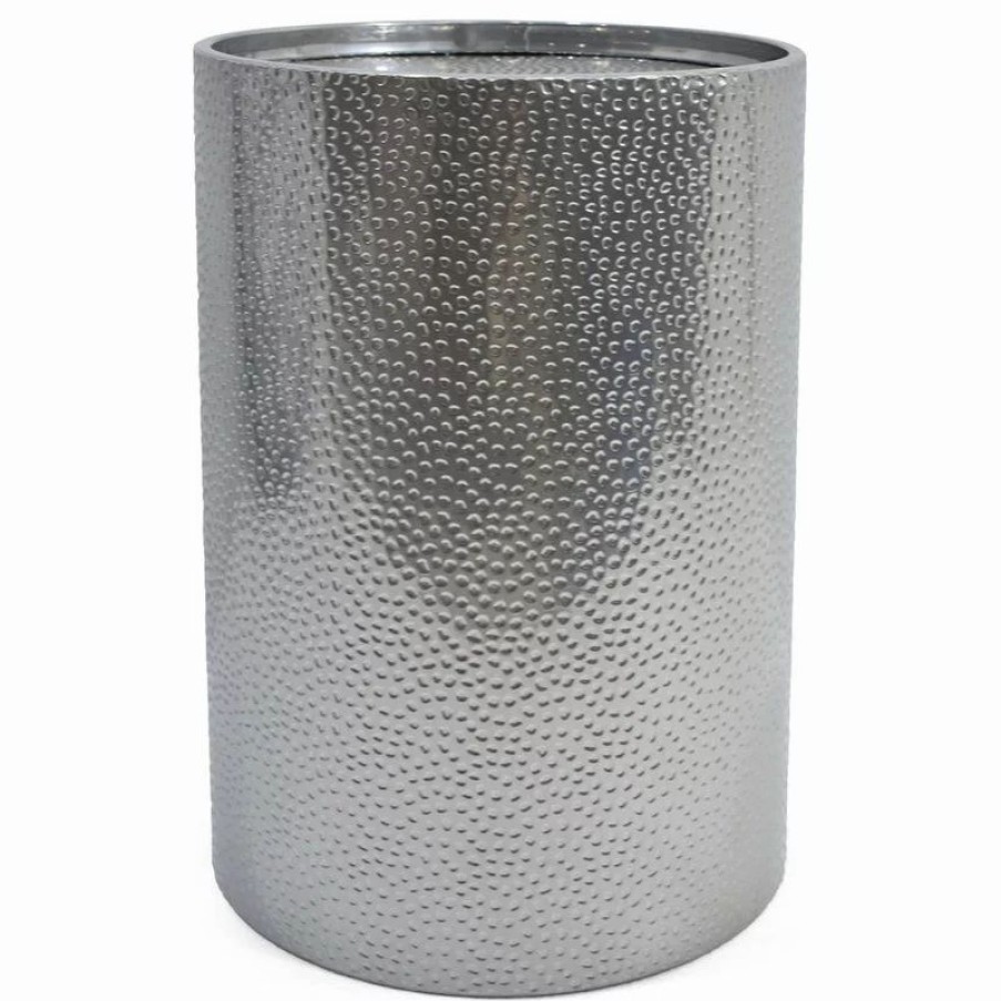 Coffee & Accent Tables * | Gdfstudio Rache Modern Round Accent Table With Hammered Iron, Silver