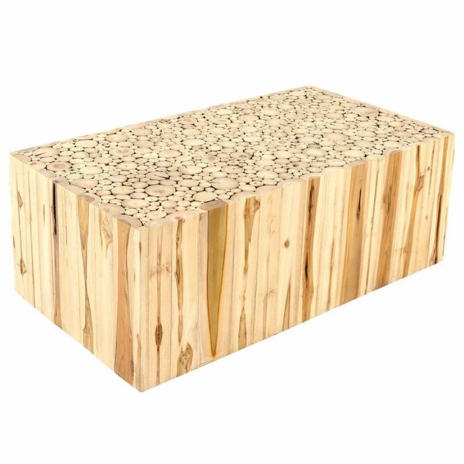 Coffee & Accent Tables * | East At Main'S Rowan Brown Rectangular Teakwood Coffee Table